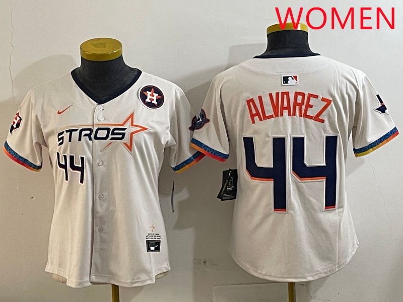 Women Houston Astros #44 Alvarez Cream Fourth generation Joint Name Nike 2025 MLB Jersey style 5->women mlb jersey->Women Jersey